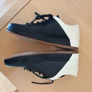 FEIT Handmade Black and White low top leather shoe.